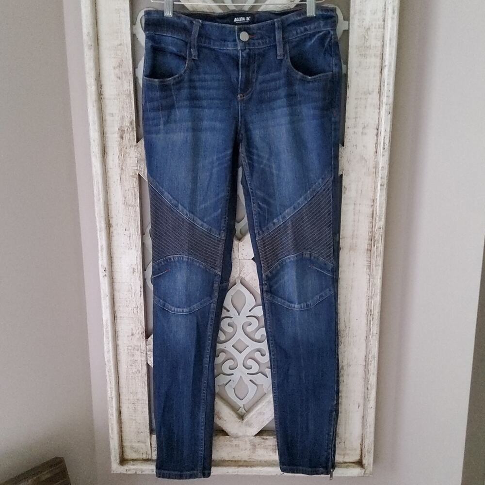 Allen B Women's Patchwork Ankle Zipper Denim Jeans in Blue